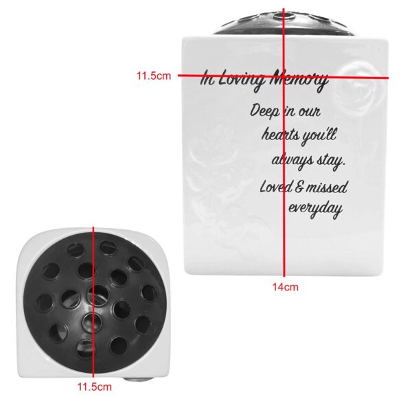 Memorial Rose Bowl Graveside Glazed Flower Vase with 3D Flowers - Loving Memory