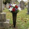 Black Graveside Memorial Flower Spiked Vase with Wavy Edge - In Loving Memory