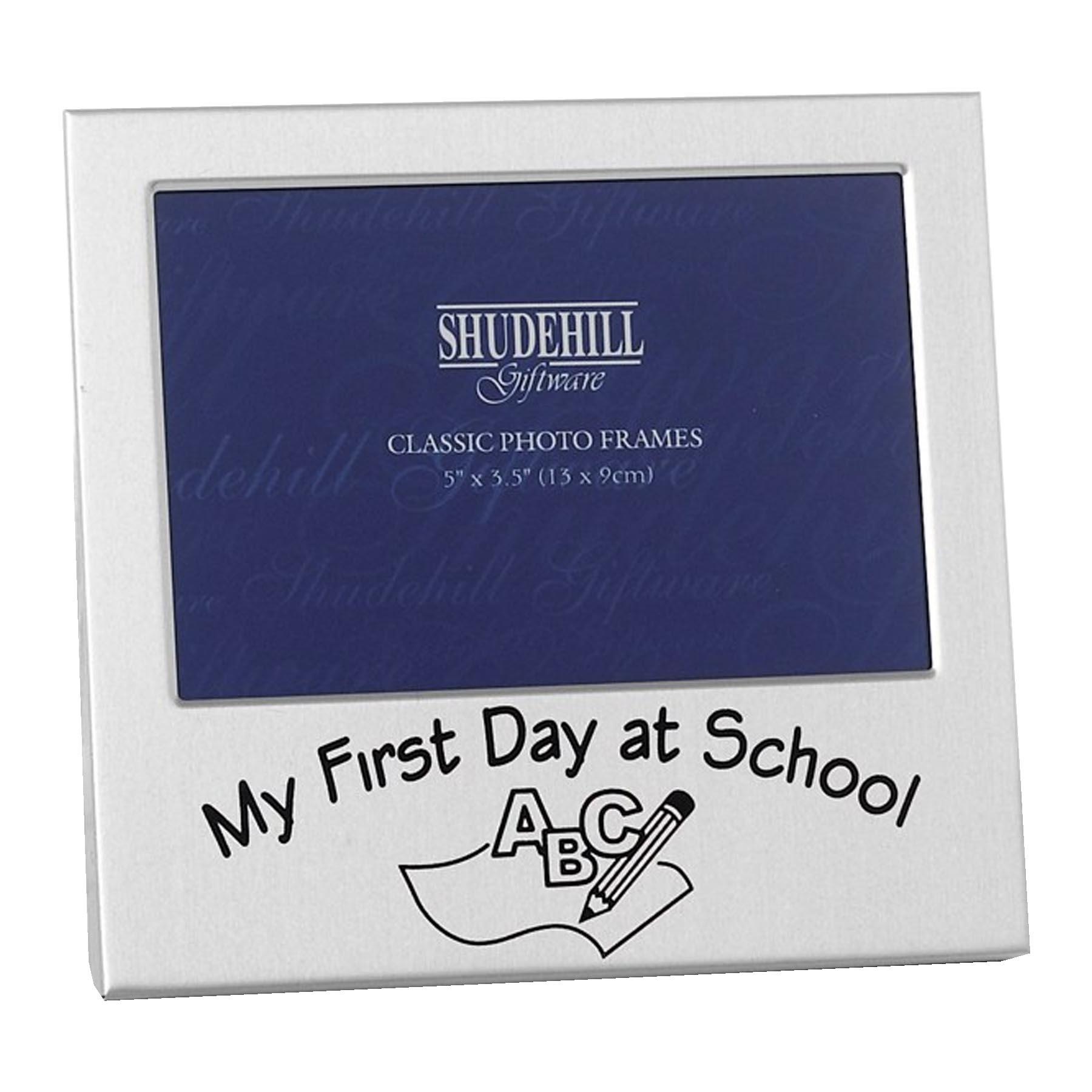 Silver Photo Frame with Black Wording 'My First Day at School Photo' 72228