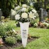 image485750238.jpg White Graveside Memorial Flower Spiked Vase with Wavy Edge - Sadly Missed