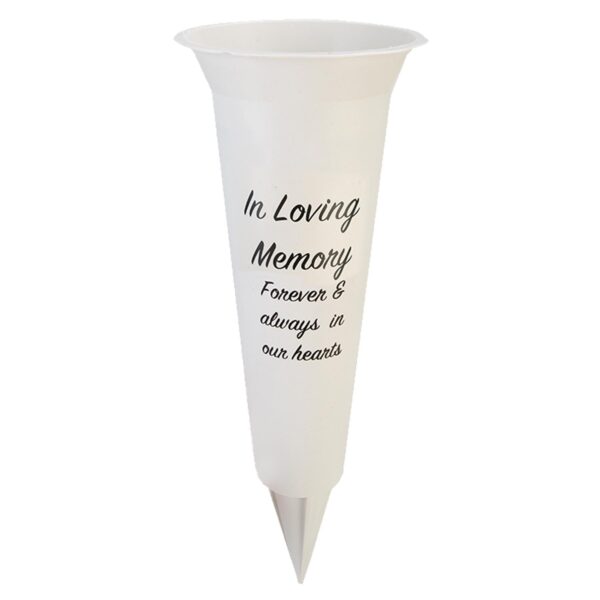 image485750260.jpg White Graveside Memorial Flower Spiked Vase with Wavy Edge - In Loving Memory