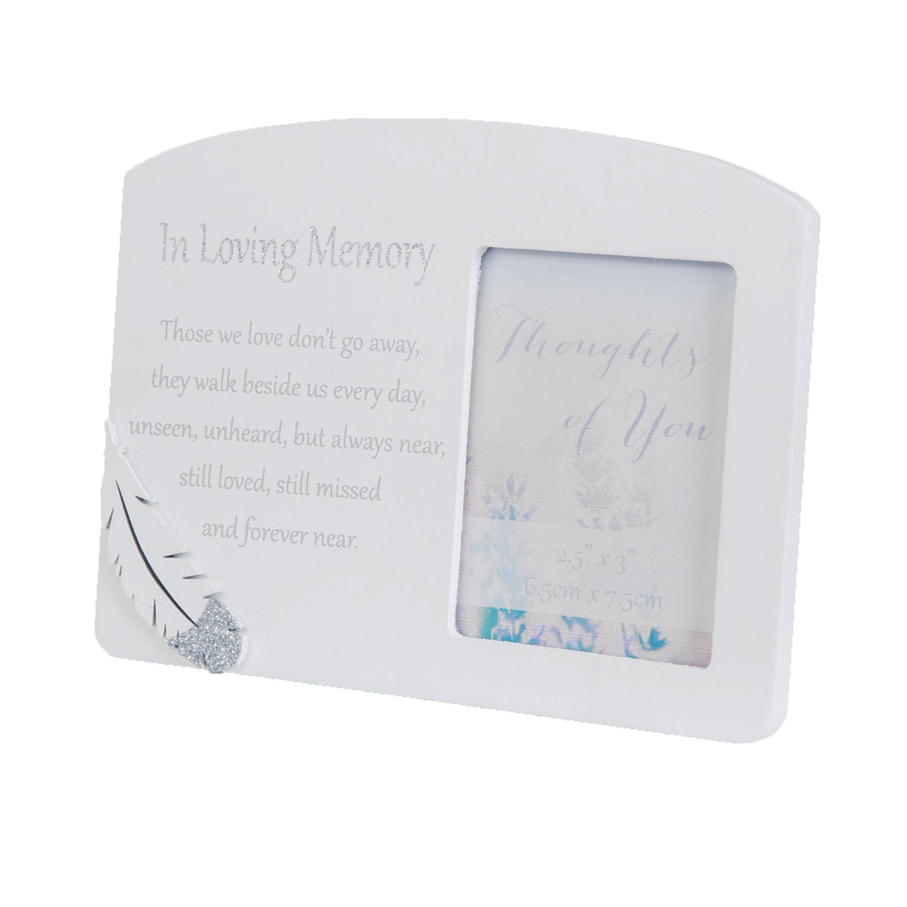 Memorial Photo Frame with a Loving Message and Feather Attachment - In Loving Memory