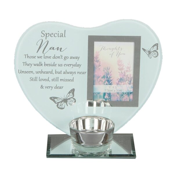 Glass Memorial Tea Light Candle Holder with Photo Frame - Nan