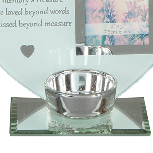 Glass Memorial Tea Light Candle Holder with Photo Frame - Brother