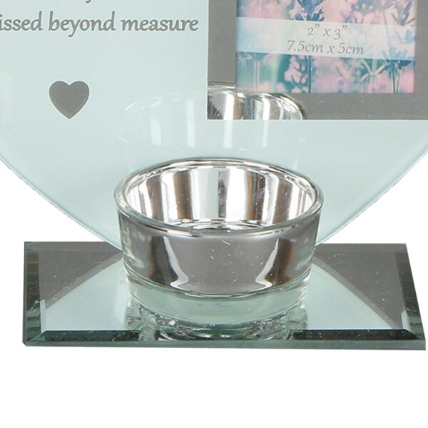 Glass Memorial Tea Light Candle Holder with Photo Frame - Dad
