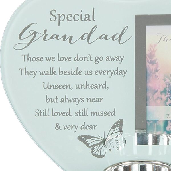 Glass Memorial Tea Light Candle Holder with Photo Frame - Grandad