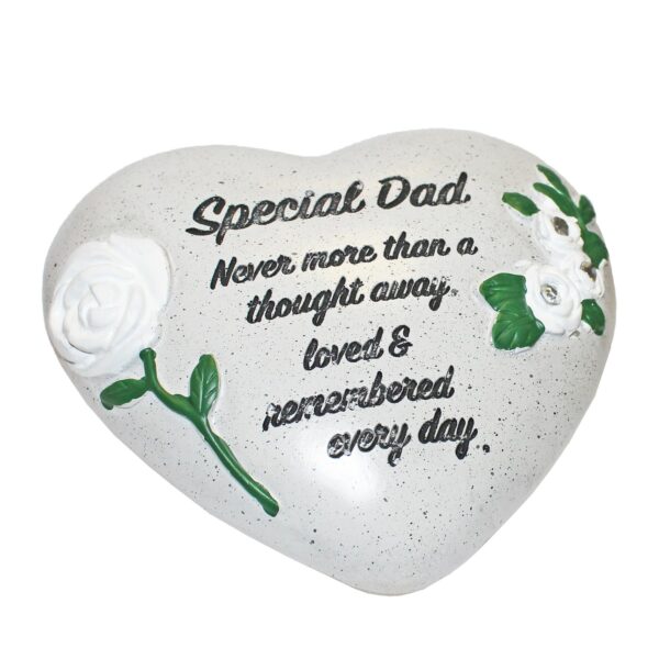 Memorial Heart Plaque with Flower Diamantes and Wording Polyresin - Special Dad