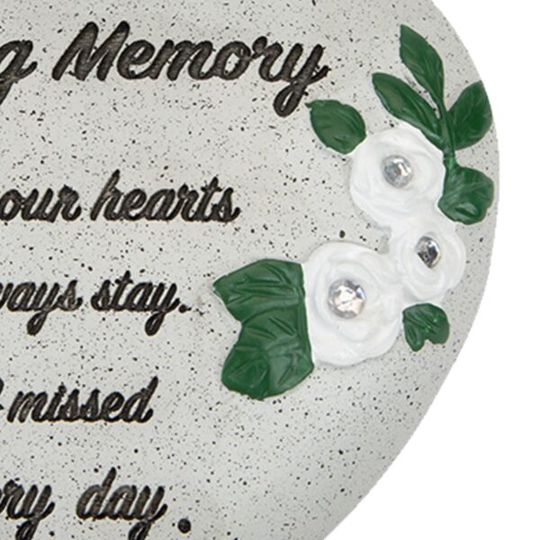 Memorial Heart Plaque with Flower Diamantes and Wording Polyresin - In Loving Memory