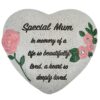 Memorial Heart Plaque with Flower Diamantes and Wording Polyresin - Special Mum