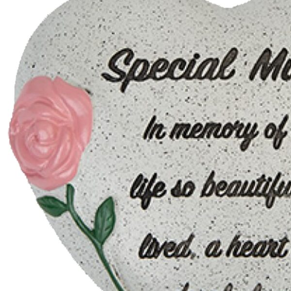 Memorial Heart Plaque with Flower Diamantes and Wording Polyresin - Special Mum