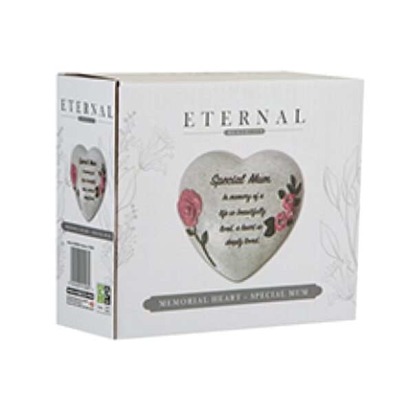 Memorial Heart Plaque with Flower Diamantes and Wording Polyresin - Special Mum