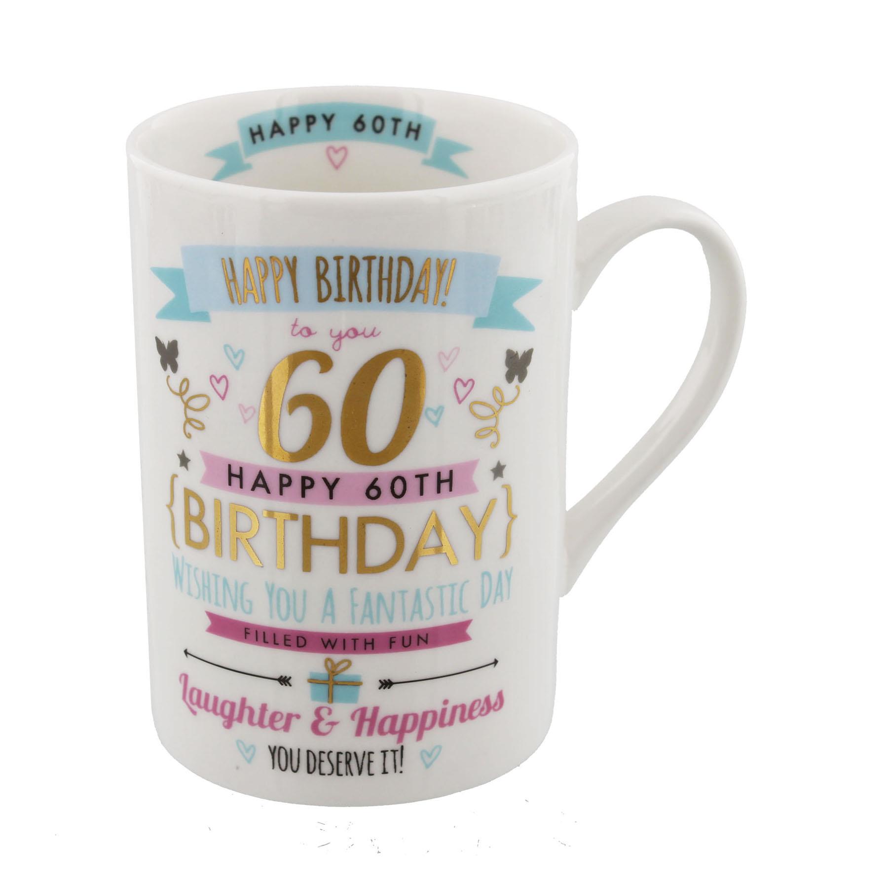 60th Birthday Mug Signography Range Pink and Gold