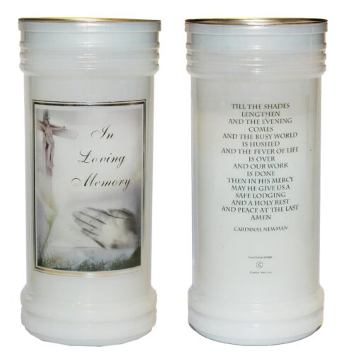 Pillar Candle In Holder In Loving Memory Praying Hands