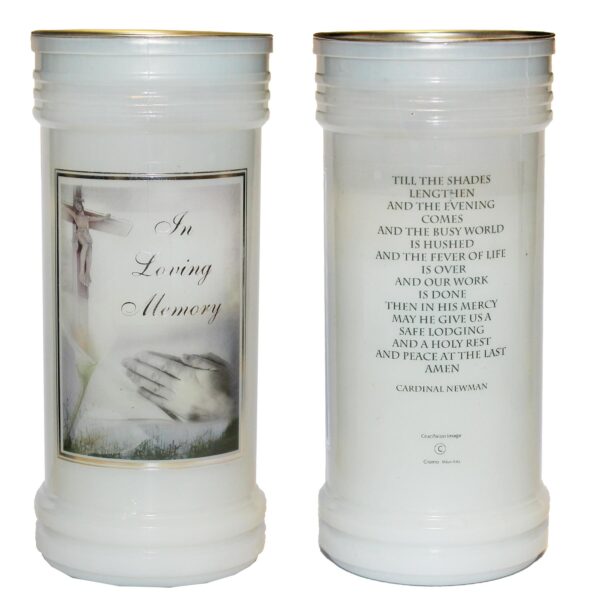 Pillar Candle In Holder In Loving Memory Praying Hands