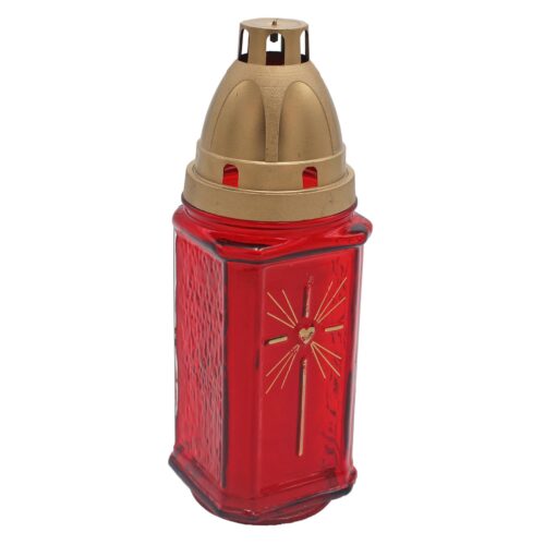 Memorial Graveside Candle In Glass Holder with Windproof Cap 72 Hour Burn Time