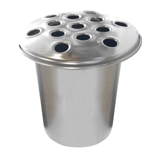 Silver Metal Graveside Memorial Flower Vase Insert with Silver Lid