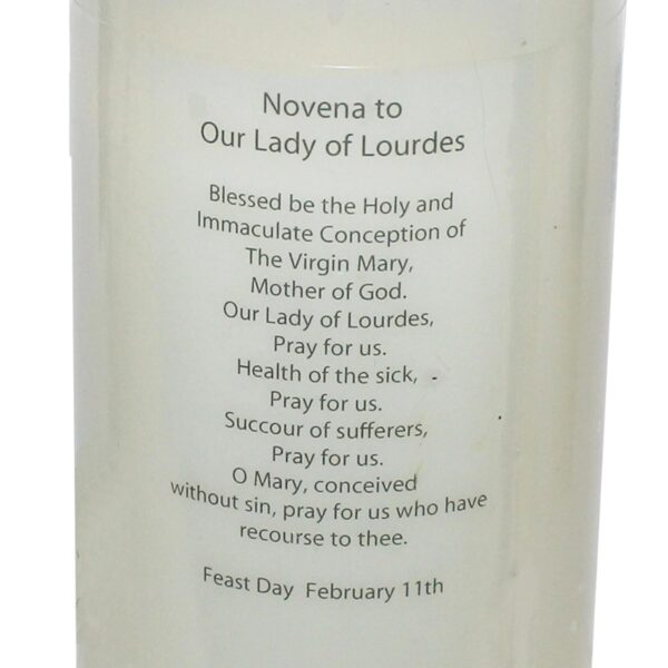 Pillar Candle In Holder Religious Gift - Lady of Lourdes