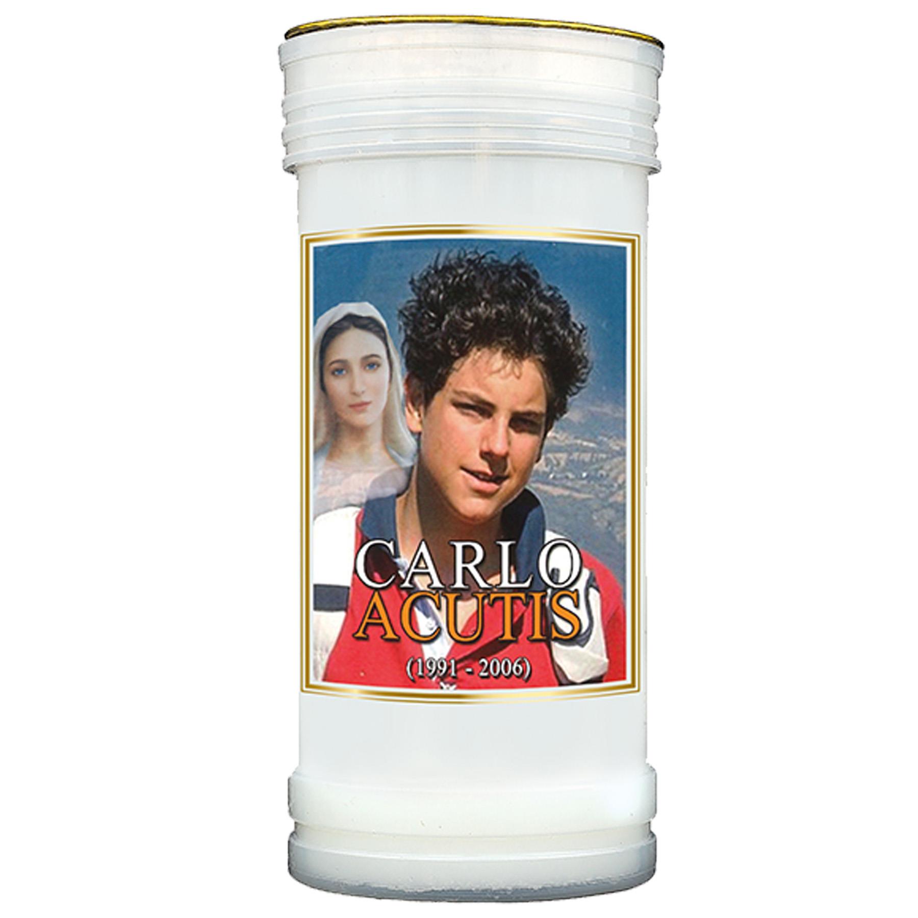 Pillar Candle In Holder Religious Gift - Carlo Acutis