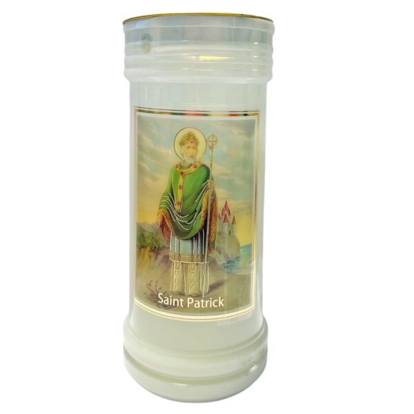 Pillar Candle In Holder Religious Gift - Saint Patrick