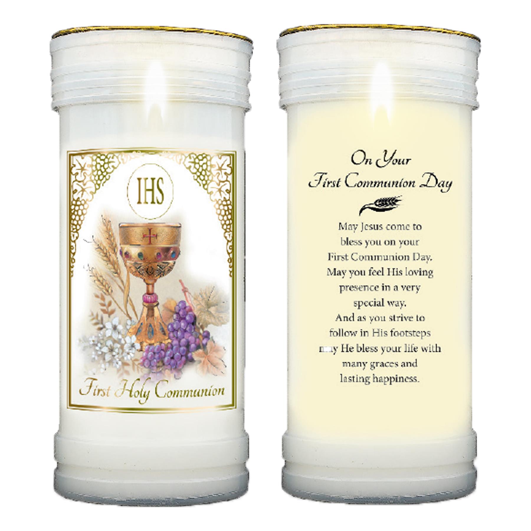 Pillar Candle and Holder First Holy Communion Keepsake Gift