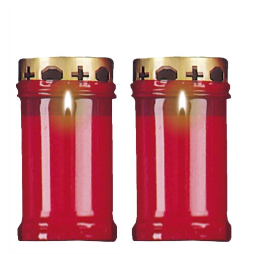 image485811133.jpg Set of 2 Red 12cm Pillar Candles Outdoor with Windproof Cap 39 Hour Burn Time