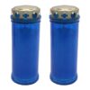 Set of 2 Blue 16cm Pillar Candles Outdoor with Windproof Cap 72 Hour Burn Time
