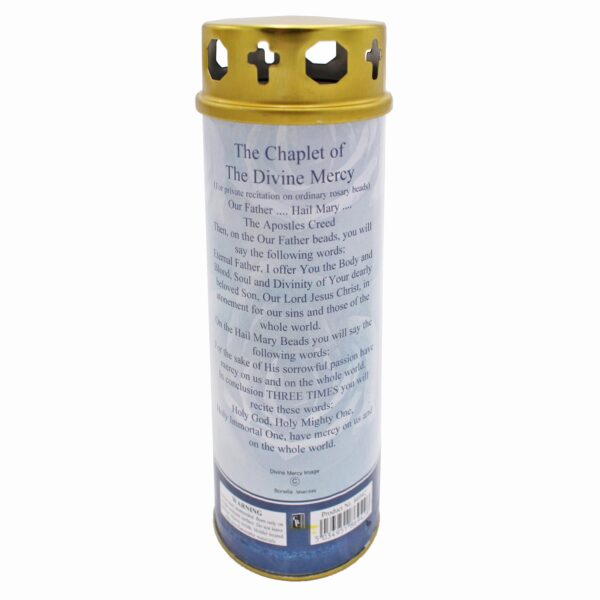 Religious Pillar Candle and Windproof Cap and Prayer - Jesus Divine Mercy