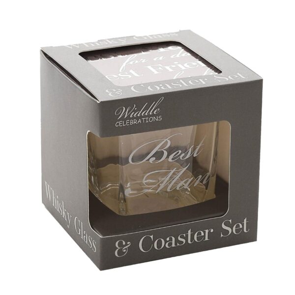 Wedding Whisky Glass and Coaster Set - Boxed Thank You Gift - Best Man
