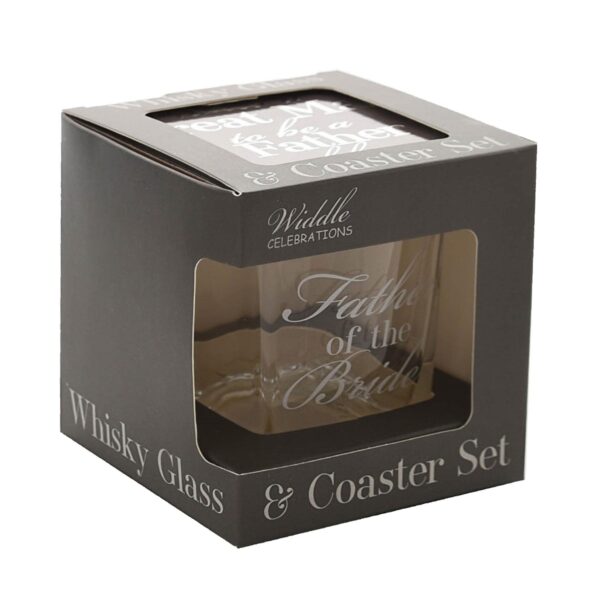 Wedding Whisky Glass and Coaster Set - Boxed Thank You Gift - Father of the Bride