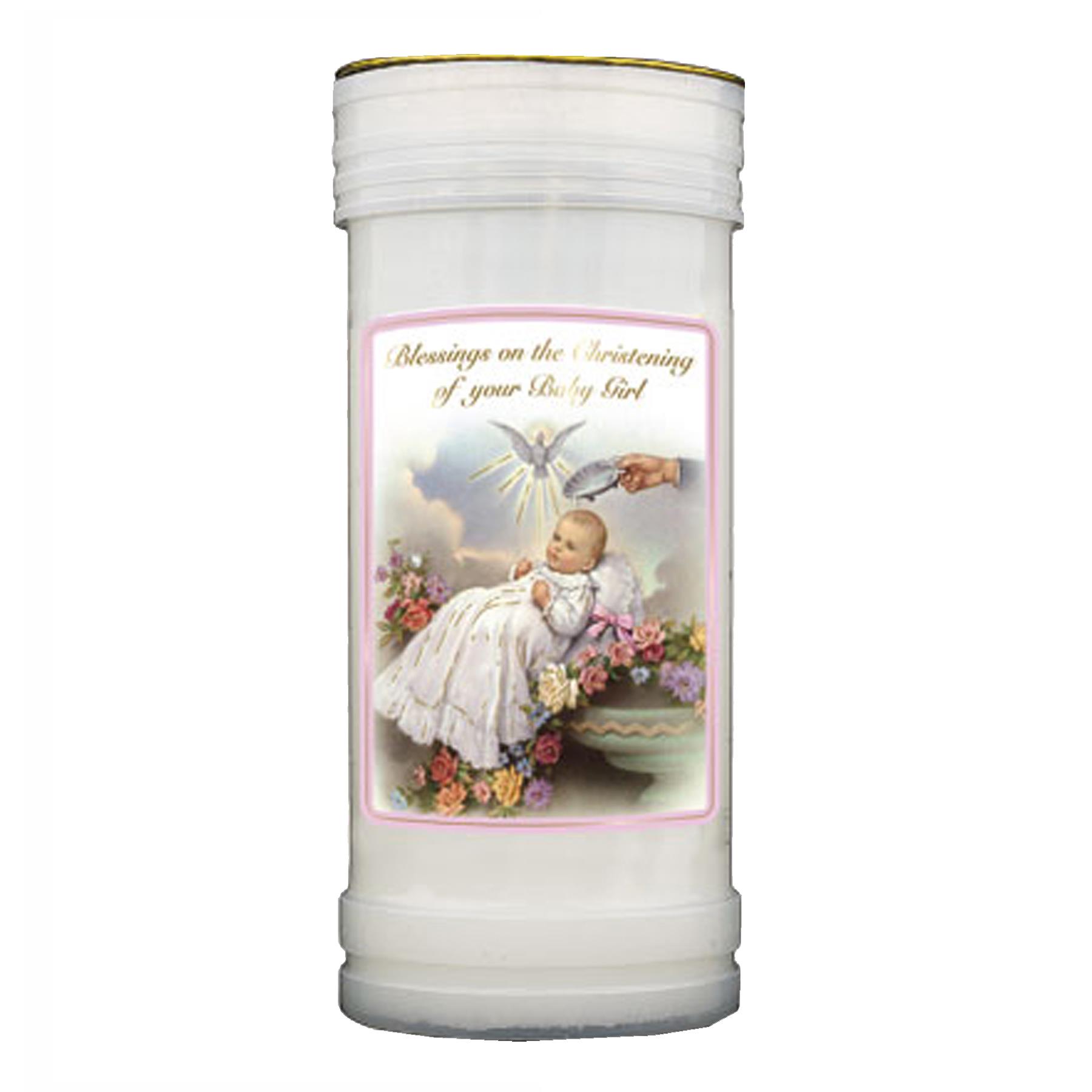 Pillar Candle Christening Keepsake Gift - Baby Girl