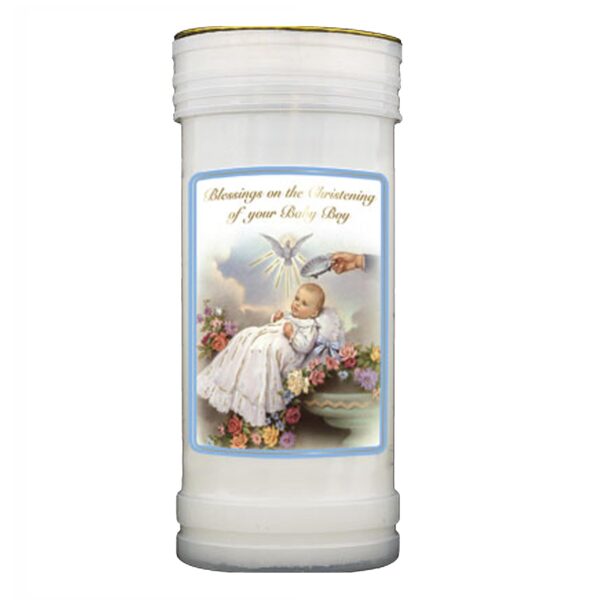 Pillar Candle Christening Keepsake Gift - Baby Boy