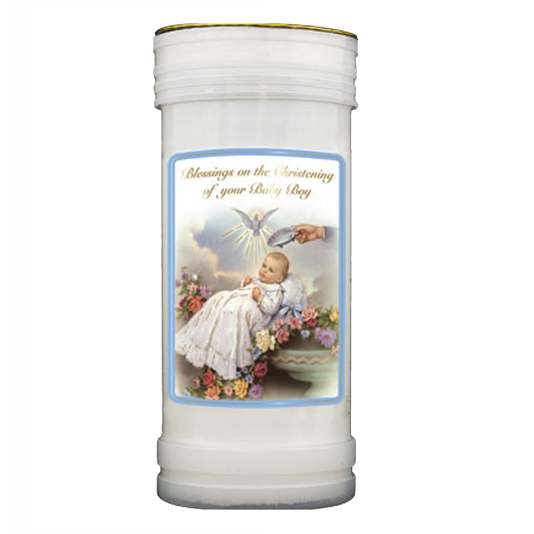 Pillar Candle Christening Keepsake Gift - Baby Boy