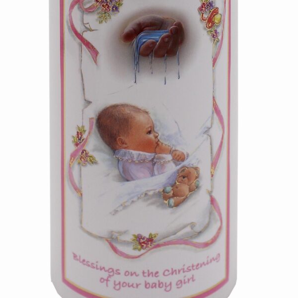 image485817555.jpg Christening Pillar Candle 15cm Cellophane Wrapped Keepsake Gift - Baby Girl