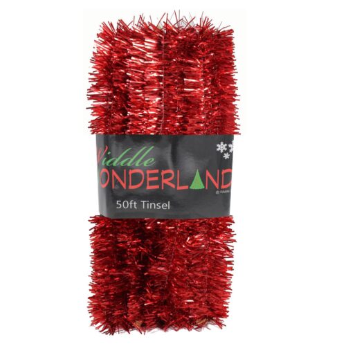Christmas Tree 50ft x 3cm Tinsel GREAT VALUE - Red