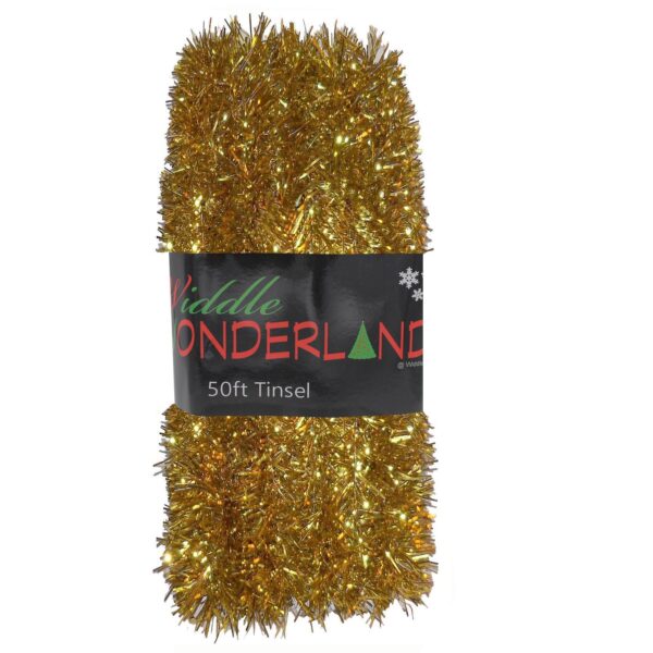 Christmas Tree 50ft x 3cm Tinsel GREAT VALUE - Gold