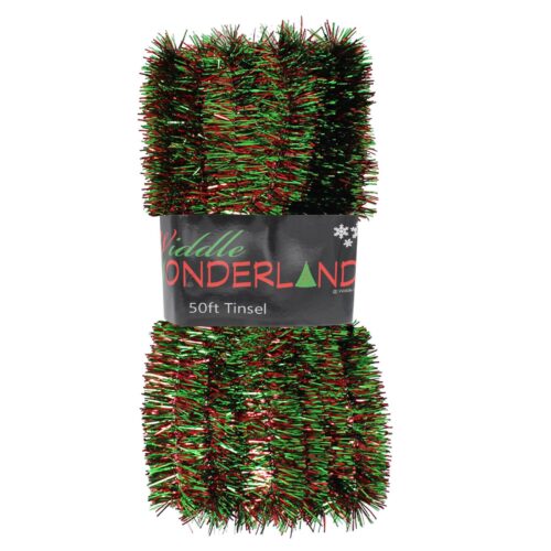 Christmas Tree 50ft x 3cm Tinsel GREAT VALUE - Red and Green
