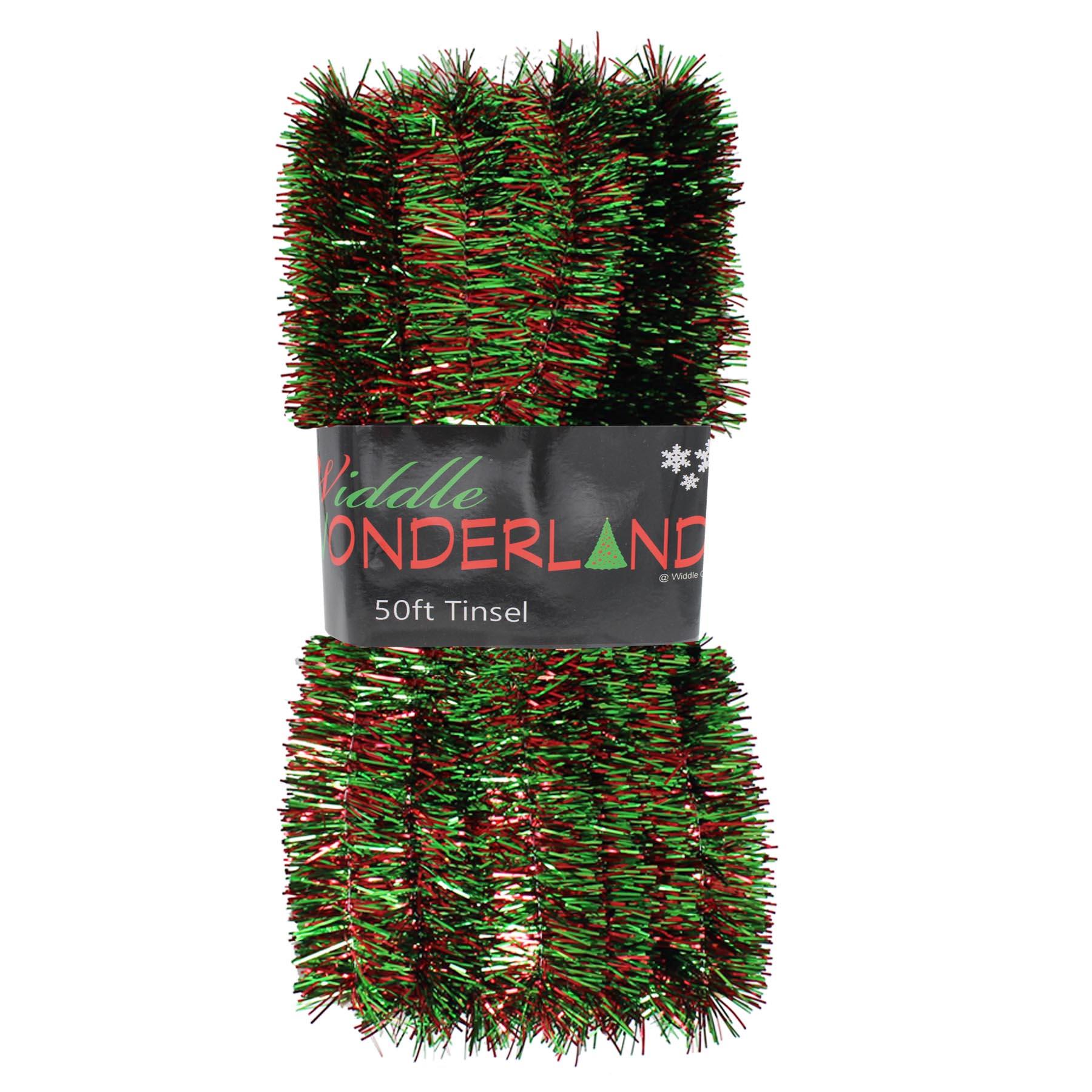 Christmas Tree 50ft x 3cm Tinsel GREAT VALUE - Red and Green