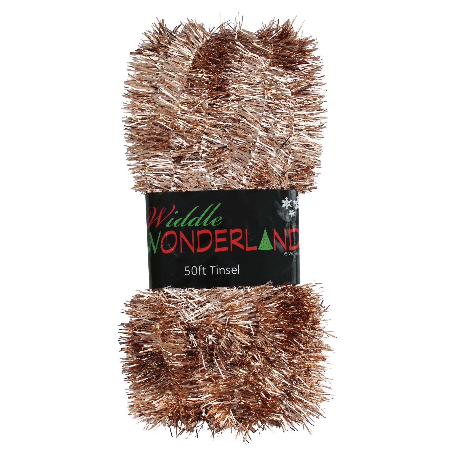 Christmas Tree 50ft x 3cm Tinsel GREAT VALUE - Rose Gold