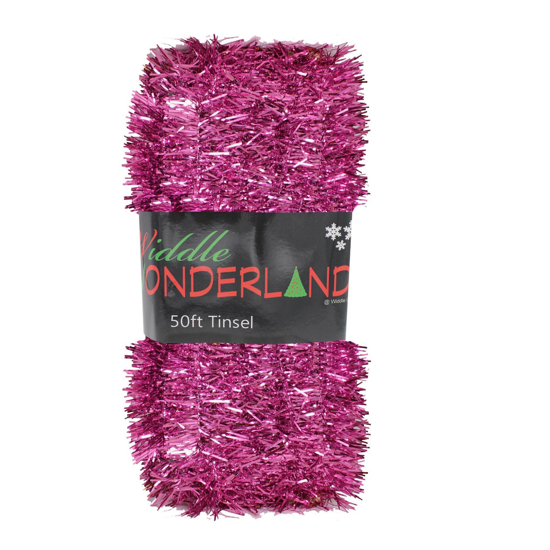 Christmas Tree 50ft x 3cm Tinsel GREAT VALUE - Cerise Pink