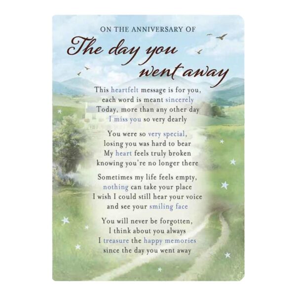 In Loving Memory Open Graveside Memorial Card - Day You Went Away