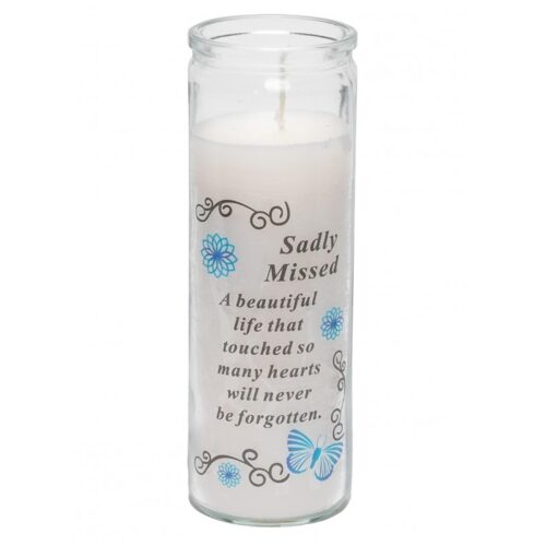 Memorial Candle in a Glass Jar with Sentimental Wording - Sadly Missed