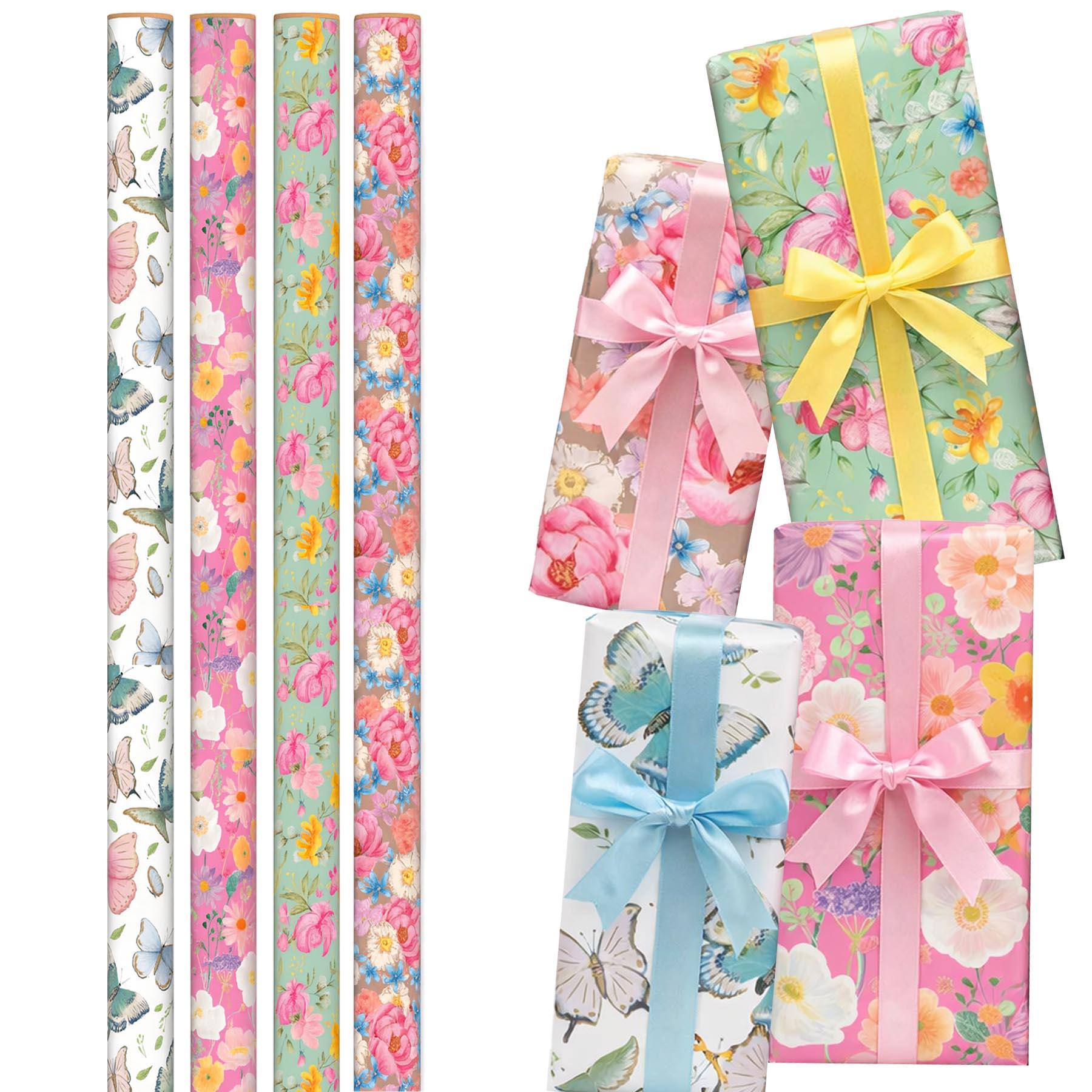 Floral Wrapping Paper 4 x 3 Metre Rolls Mothers Day Birthday