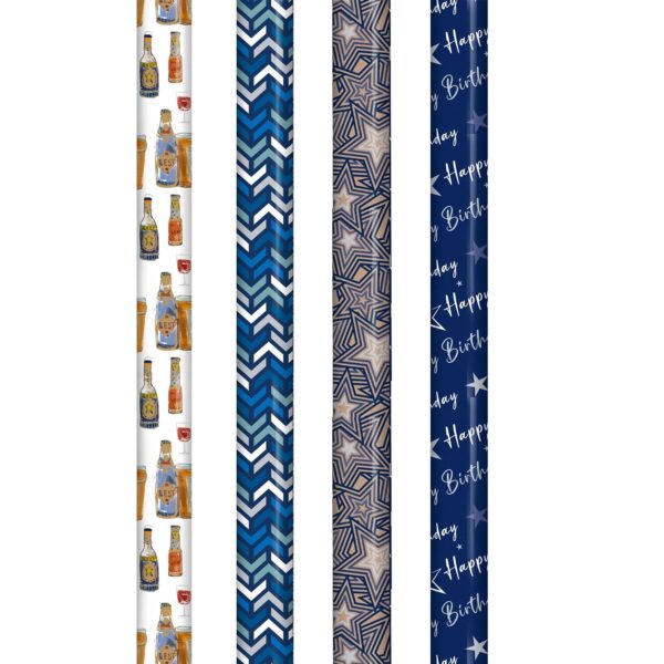 Beer. Birthday Mix Wrapping Paper 4 x 3 Metre Rolls Fathers Day Birthday