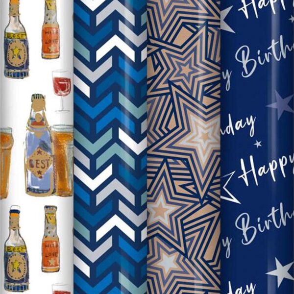 Beer. Birthday Mix Wrapping Paper 4 x 3 Metre Rolls Fathers Day Birthday