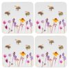 Set of 4 Coasters with Cork Back Busy Bees Design by Jennifer Rose