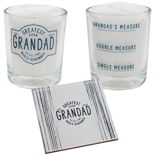 Greatest Ever Grandad Whisky Glass and Coaster Set Father's Day / Birthday Gift