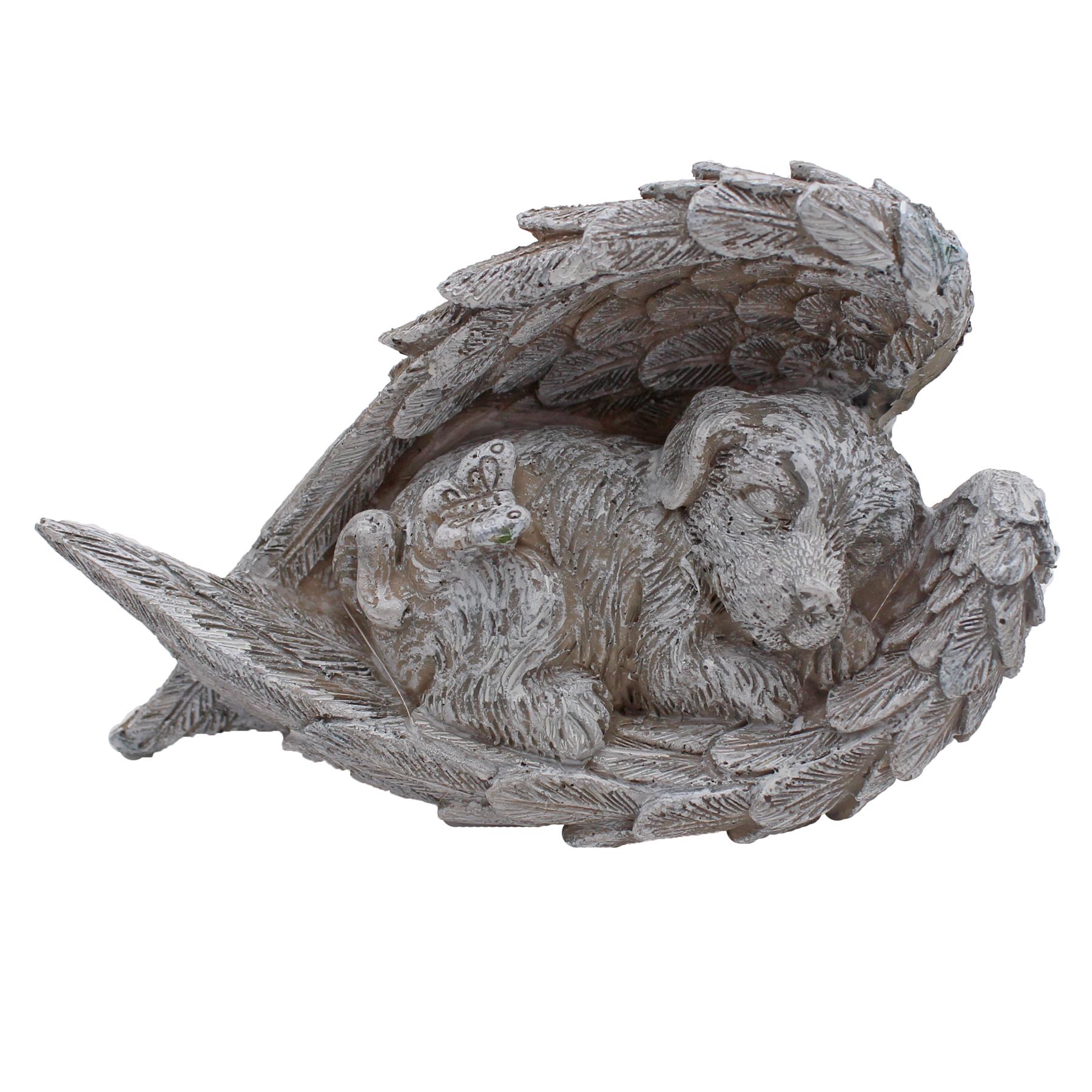 Memorial Graveside Statue 10cm x 15cm Dog Grave Decoration Angel Wings Design