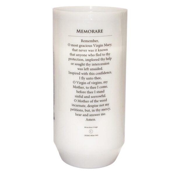Religious Votive Candle in Holder with Prayer Miraculous 40 hour Burn Time 12.5cm