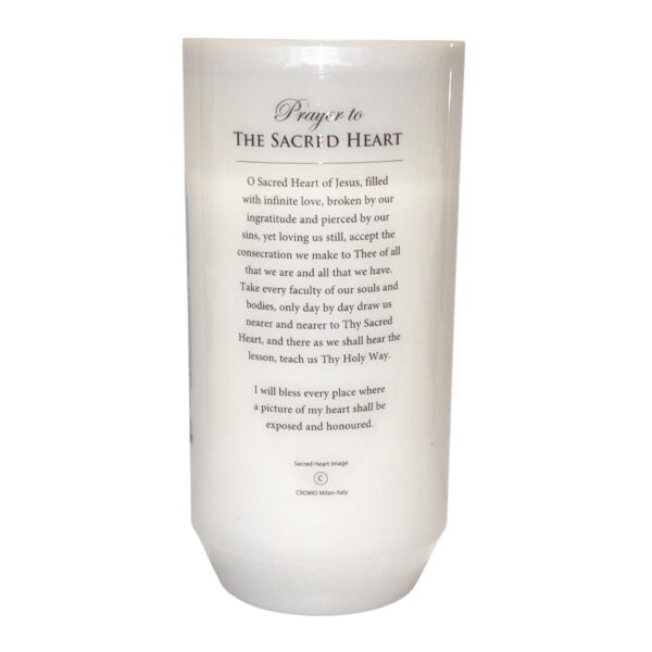 Religious Votive Candle in Holder with Prayer Sacred Heart of Jesus 40 hour Burn Time 12.5cm