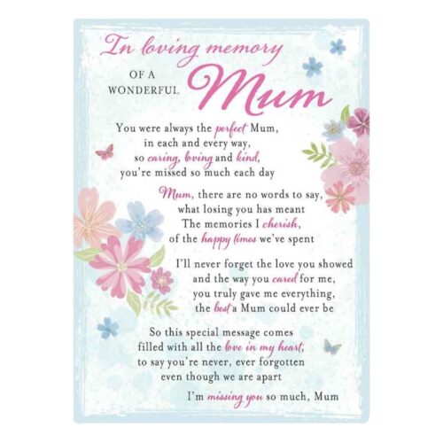 In Loving Memory Open Graveside Memorial Card - Wonderful Mum C89091